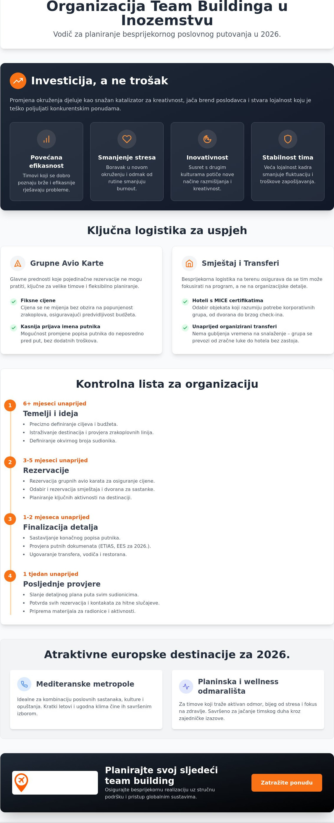 Organizacija team buildinga u inozemstvu
